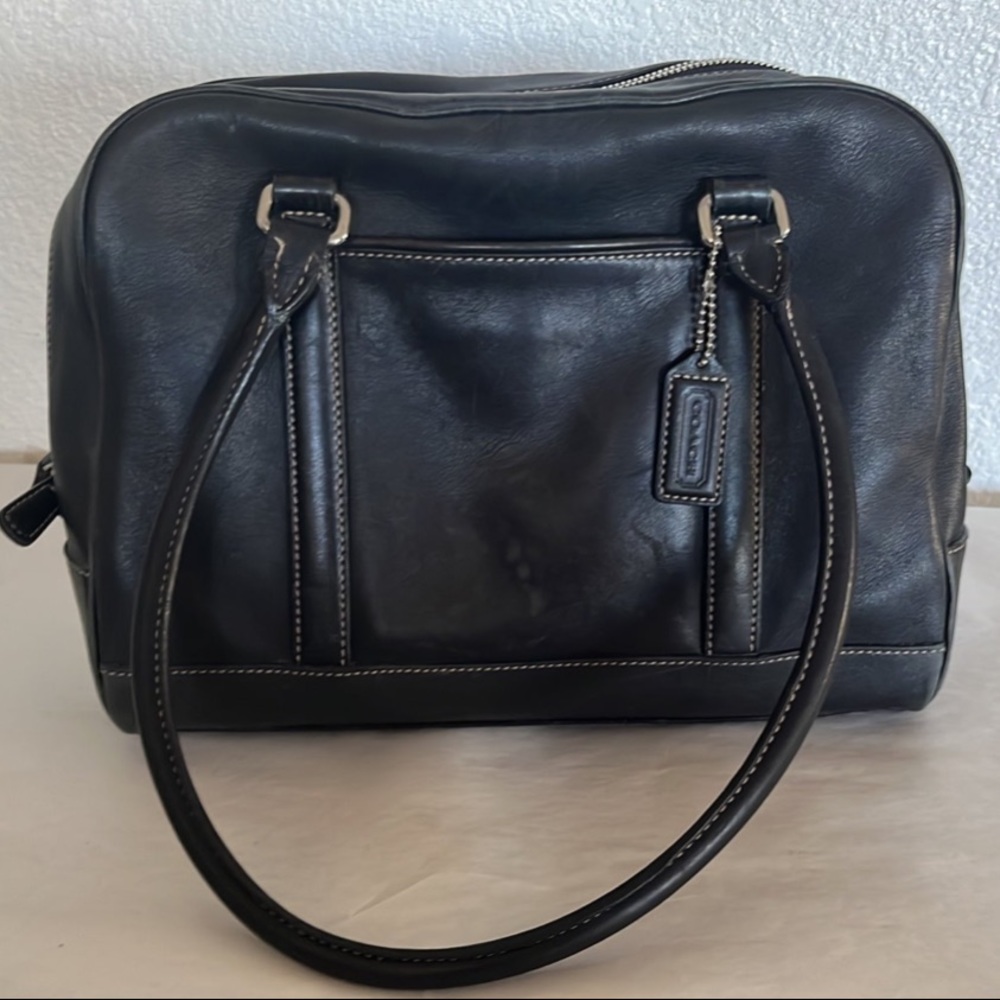 Vintage Coach Hampton Black Leather Satchel 7786